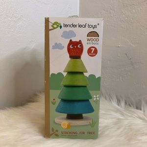 Tender Leaf Toys Stacking Fir Tree With Owl Wooden Stacking Montessori Toy
